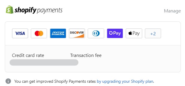 Payment gateway options on Shopify store